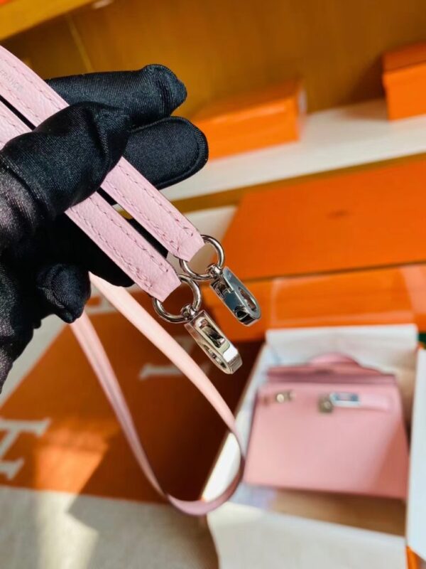 Hermès mini Kelly Sellier Chevre 3q rose sakura pink Silver Hardware 19cm Full Handmade