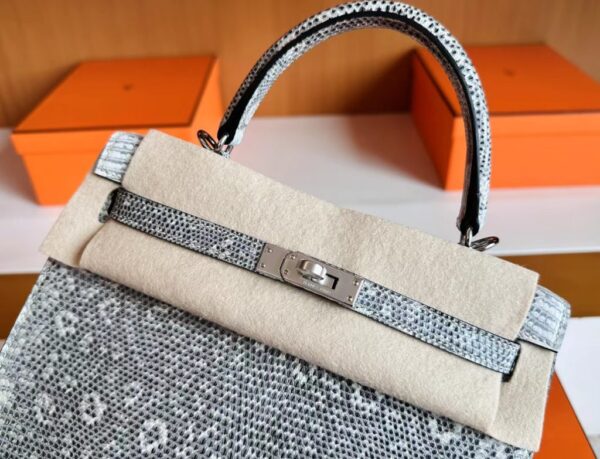 Hermès Kelly Lizard Natural colour Silver Hardware 25cm Full Handmade