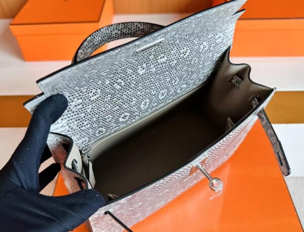 Hermès Kelly Lizard Natural colour Silver Hardware 25cm Full Handmade