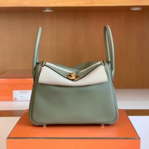 Hermès Lindy Swift q1 Sage green Gold Hardware 26cm Full Handmade