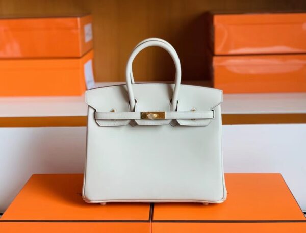 Hermès Birkin Swift Pearl grey Gold Hardware 25cm Full Handmade
