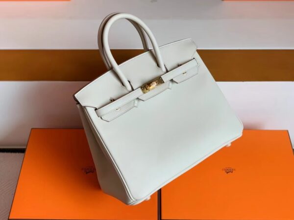 Hermès Birkin Swift Pearl grey Gold Hardware 25cm Full Handmade