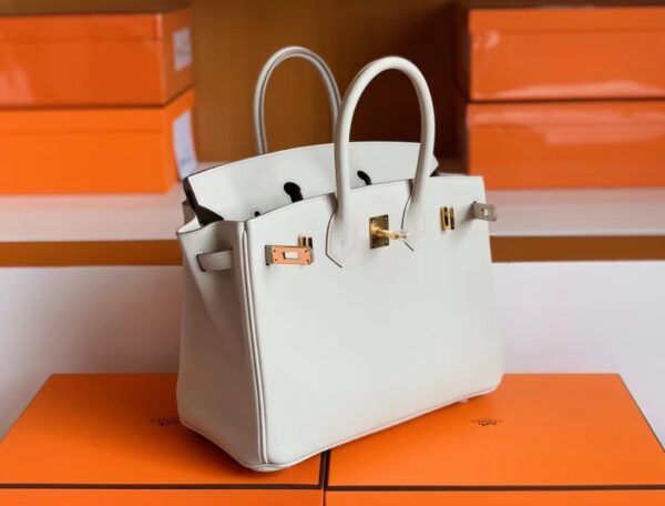 Hermès Birkin Swift Pearl grey Gold Hardware 25cm Full Handmade