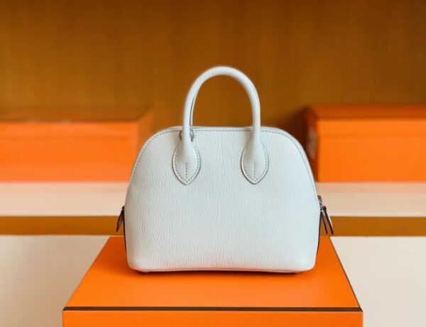 Hermès mini Bolide Chevre T0 Light Blue Silver Hardware 19cm Full Handmade