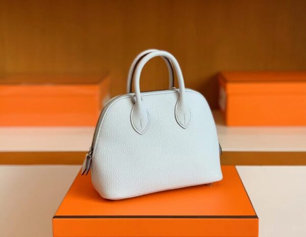 Hermès mini Bolide Chevre T0 Light Blue Silver Hardware 19cm Full Handmade