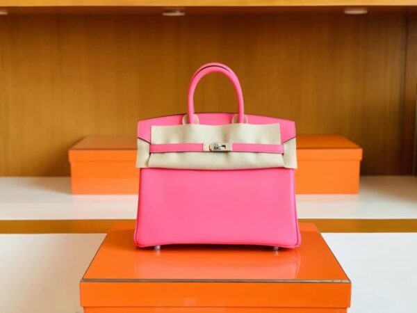 Hermès Birkin Swift 1Q Creamy Pink Silver Hardware 25cm Full Handmade