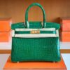 Hermès Birkin Shiny Porosus 6Q jade green Gold Hardware 30cm Full Handmade