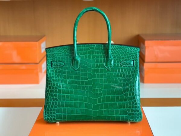 Hermès Birkin Shiny Porosus 6Q jade green Gold Hardware 30cm Full Handmade