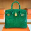 Hermès Birkin Shiny Porosus 6Q jade green Gold Hardware 30cm Full Handmade