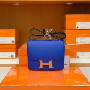 Hermès Constance Epsom i7 Azure blue Gold Hardware 18cm Full Handmade