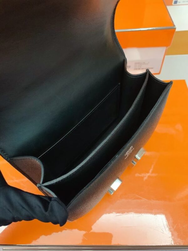 Hermès Constance Epsom Black Blue enamel buckle Silver Hardware 18cm Full Handmade