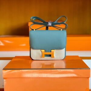 Hermès mini Constance Epsom ck63 Grayish green Gold Hardware 18cm Full Handmade