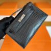 Hermès mini kelly pochette Matte Alligator crocodile Black Silver Hardware 22cm Full Handmade