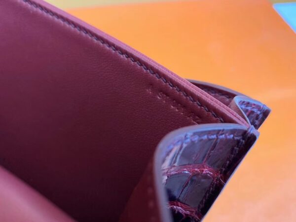 Hermès Constance Shiny Alligator crocodile Wine red Gold Hardware 18cm Full Handmade