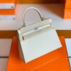 Hermès Kelly Epsom Creamy White Silver Hardware 25cm Full Handmade