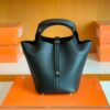 Hermès Picotin TC Black Silver Hardware 18cm Full Handmade