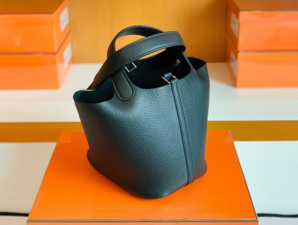 Hermès Picotin TC Black Silver Hardware 18cm Full Handmade