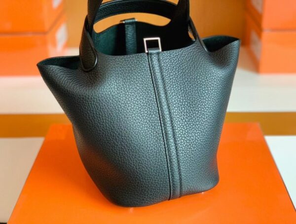 Hermès Picotin TC Black Silver Hardware 18cm Full Handmade