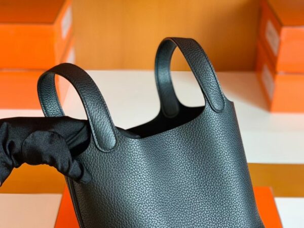 Hermès Picotin TC Black Silver Hardware 18cm Full Handmade