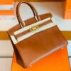 Hermès Birkin Barenia CK37 Golden Brown & L3 Rose Purple Gold Hardware 30cm Full Handmade