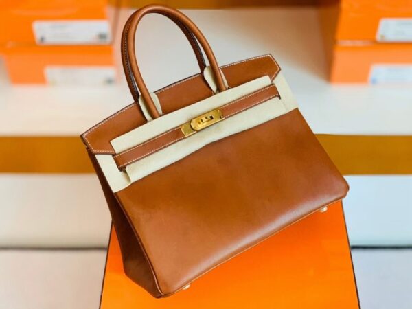 Hermès Birkin Barenia CK37 Golden Brown & L3 Rose Purple Gold Hardware 30cm Full Handmade