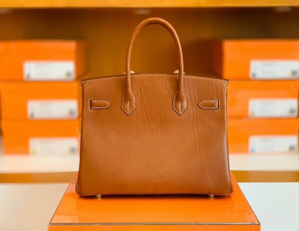 Hermès Birkin Barenia CK37 Golden Brown & L3 Rose Purple Gold Hardware 30cm Full Handmade