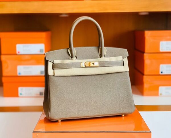 Hermès Birkin Togo CK18 Etoupe Grey Gold Hardware 30cm Full Handmade
