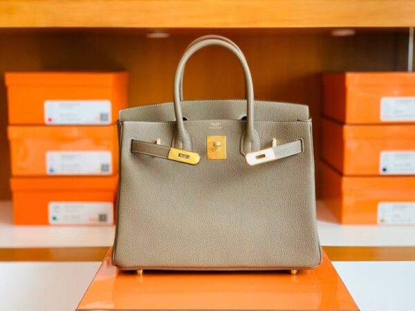 Hermès Birkin Togo CK18 Etoupe Grey Gold Hardware 30cm Full Handmade