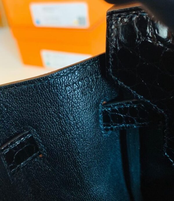 Hermès Birkin Touch Shiny Alligator & Chevre CK89 Black Noir Rose Gold Hardware 25cm Full Handmade