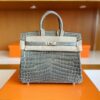 Hermès Birkin Matte Porosus crocodile turtledove grey Silver Hardware 25cm Full Handmade
