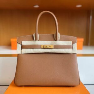 H Factory Bags Birkin Togo Golden Brown Gold Hardware 30cm Full Handmade