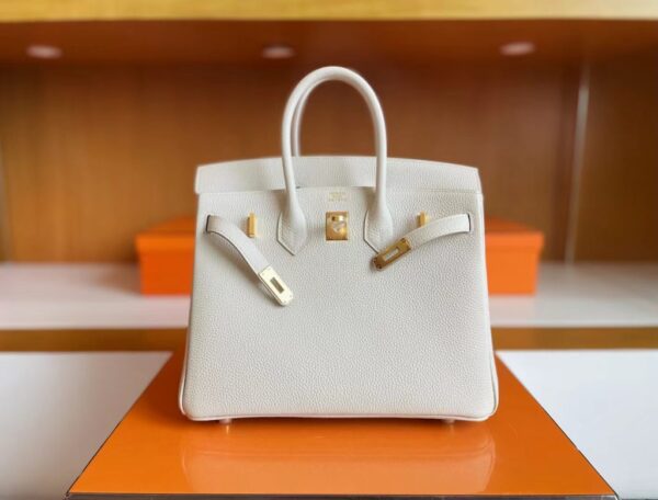 H Factory Bags Birkin Togo Creamy White Gold Hardware 25cm Full Handmade