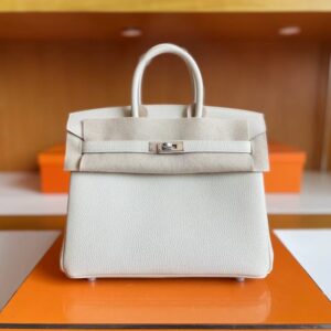 H Factory Bags Birkin Togo Creamy White Silver Hardware 25cm Full Handmade