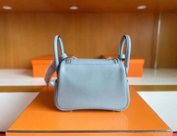 H Factory Bags mini Lindy Evercolor J7 Linen blue Silver Hardware 19cm Full Handmade