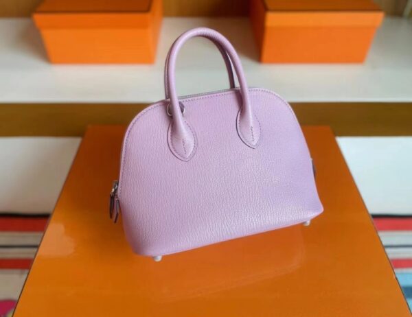 H Factory Bags mini Bolide Chevre x9 mallow purple Silver Hardware 18cm Full Handmade