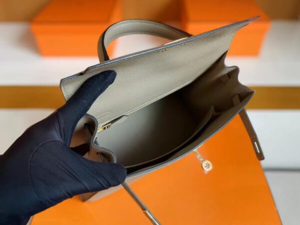 H Factory Bags Kelly Epsom M8 Light Gray Gold Hardware 25cm Full Handmade