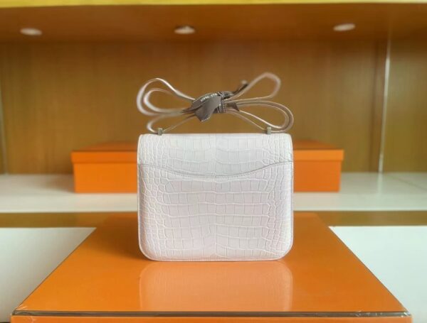 H Factory Bags Constance Matte Alligator crocodile 09 Light Purple Pink Silver Hardware 18cm Full Handmade